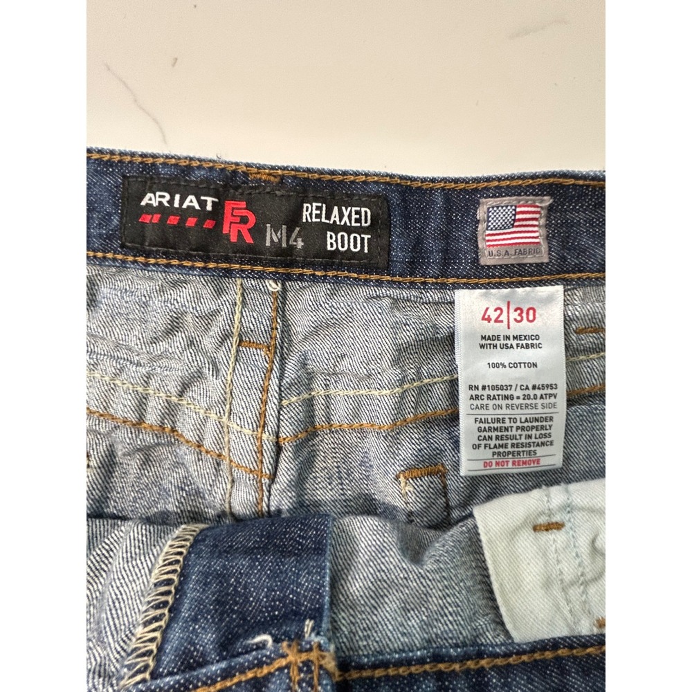 Ariat FR M4 Relaxed Boot Cut Jeans Mens 42x30 Flame Resistant Blue Denim CAT 2